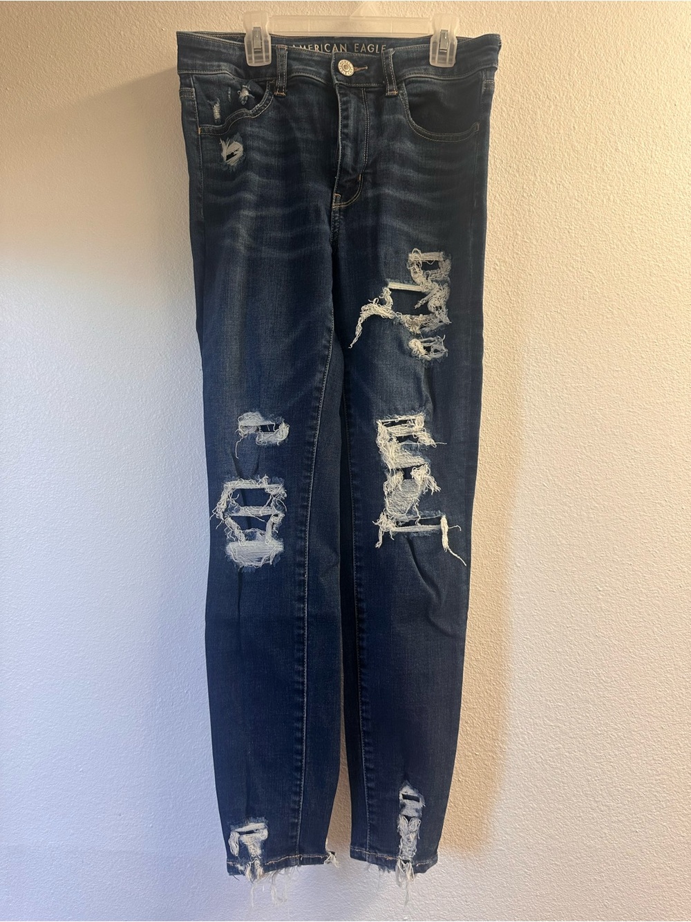 American Eagle Outfitters Ripped Dark Blue Skinny Jeans